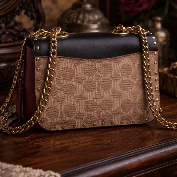 Coach Studded Signature Canvas Chain Crossbody Bag - Picture 2 of 11